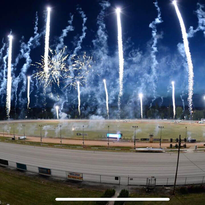 Fireworks display over a footy oval