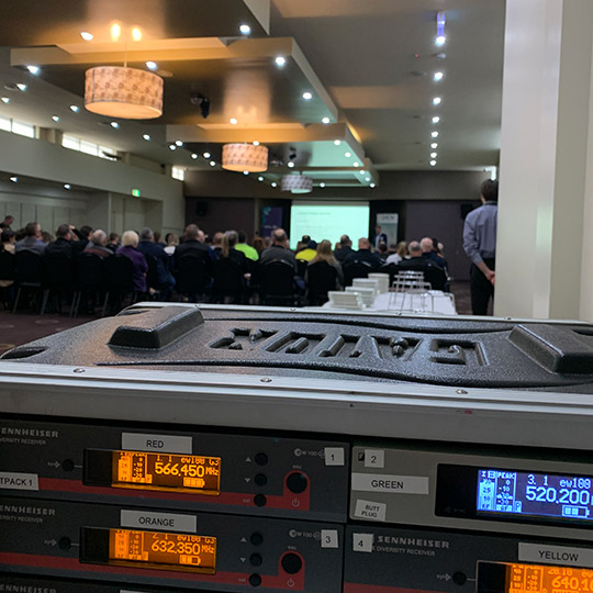 Audio set up for an event with stereo