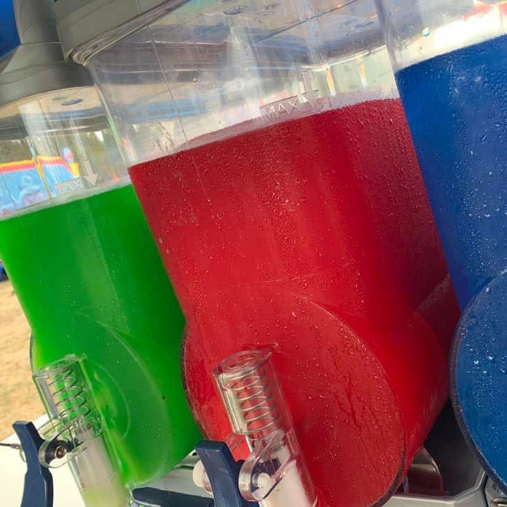 Multi coloured slushy machine for hire.