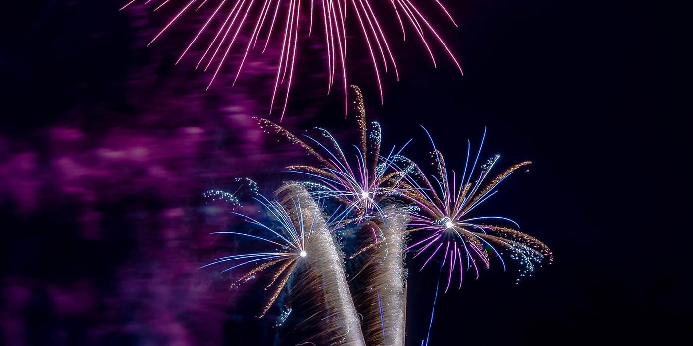 Display by Fitzpatricks Entertainment and Fireworks with multiple rockets.