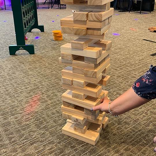 Giant jenga game for party hire.
