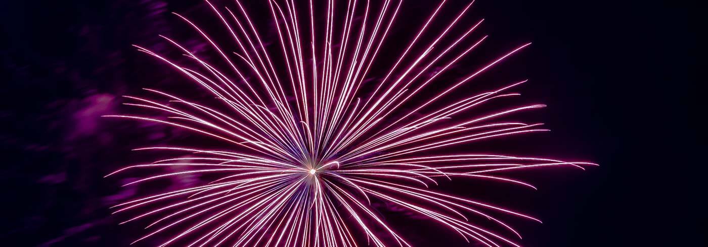 Beautiful purple fireworks for party hire.